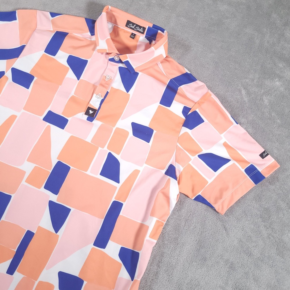 Bad Birdie Shirt Men Large Multicolor Catalina Geometric Golf Performance Polo